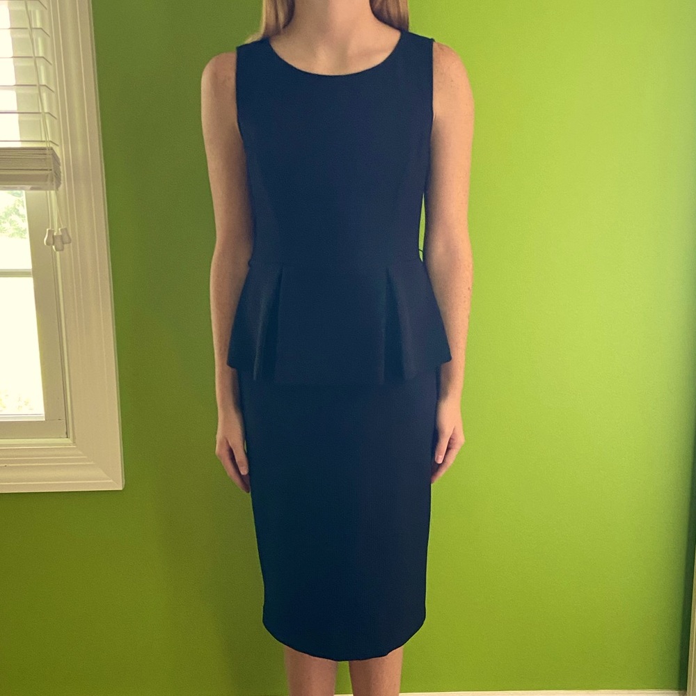 Black ruffled waist dress